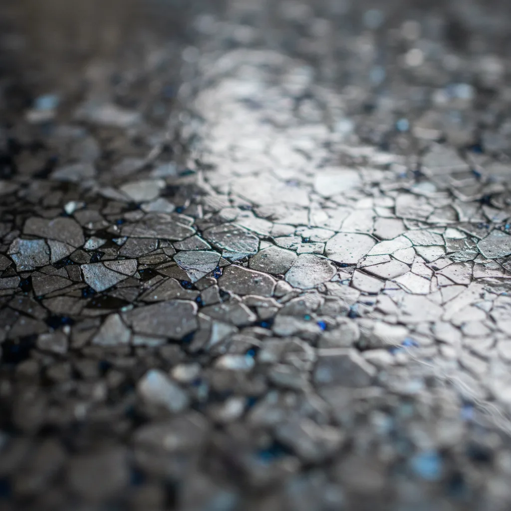 Close-up of metallic epoxy concrete coating finish